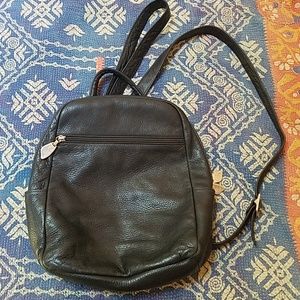Libaire black leather backpack purse